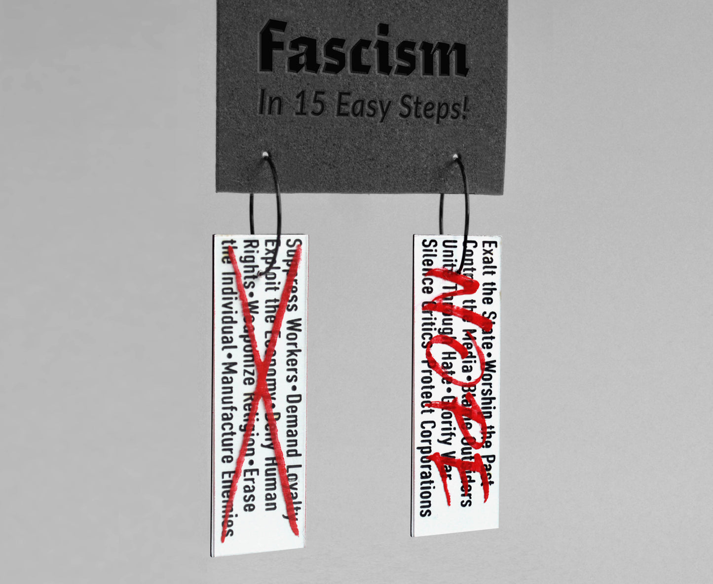 Fascist Tactics (NOPE Version) - Satirical Hoop Earrings
