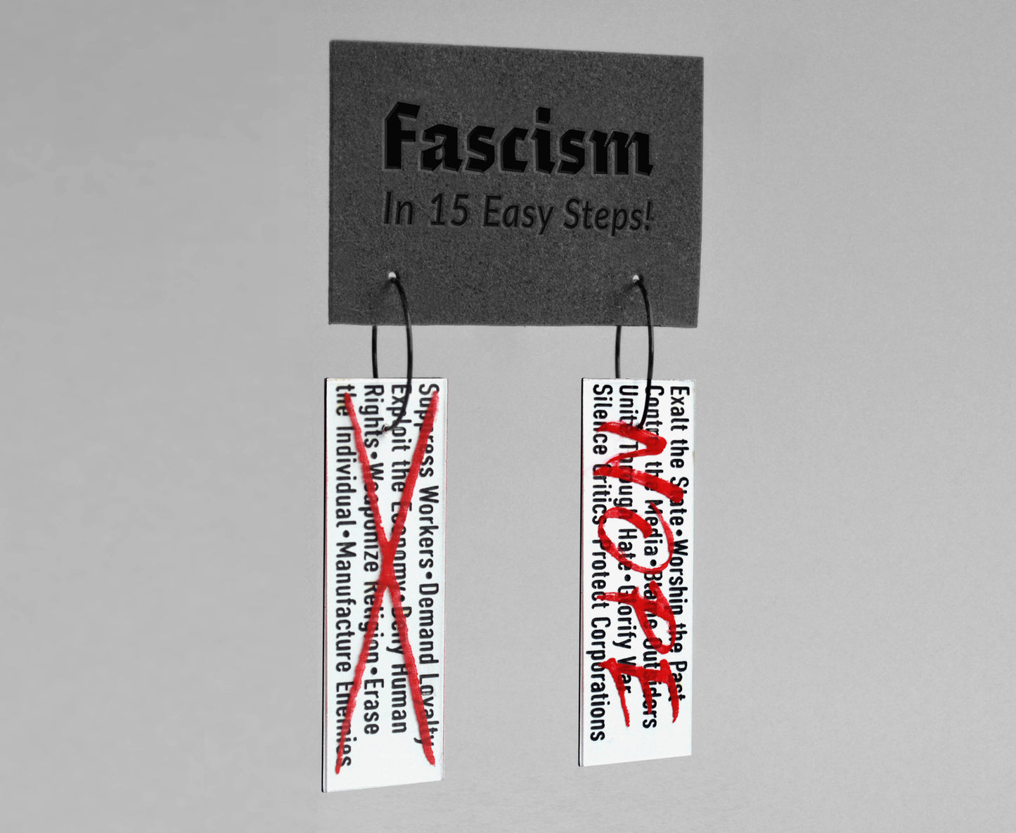 Fascist Tactics (NOPE Version) - Satirical Hoop Earrings