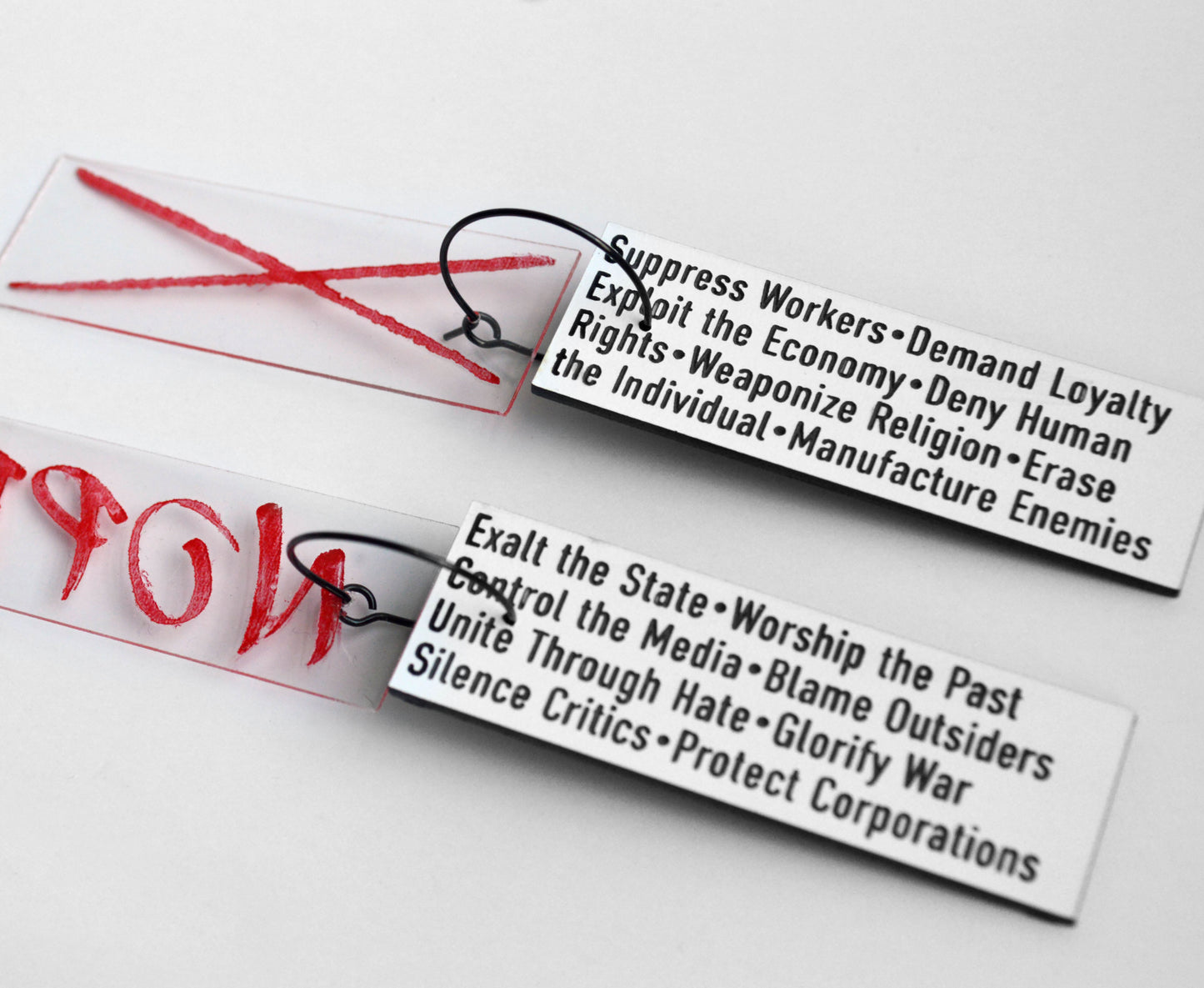 Fascist Tactics (NOPE Version) - Satirical Hoop Earrings