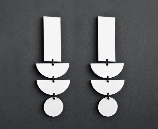White Hot 'Geo Stack' Earrings  ♻️ Recycled