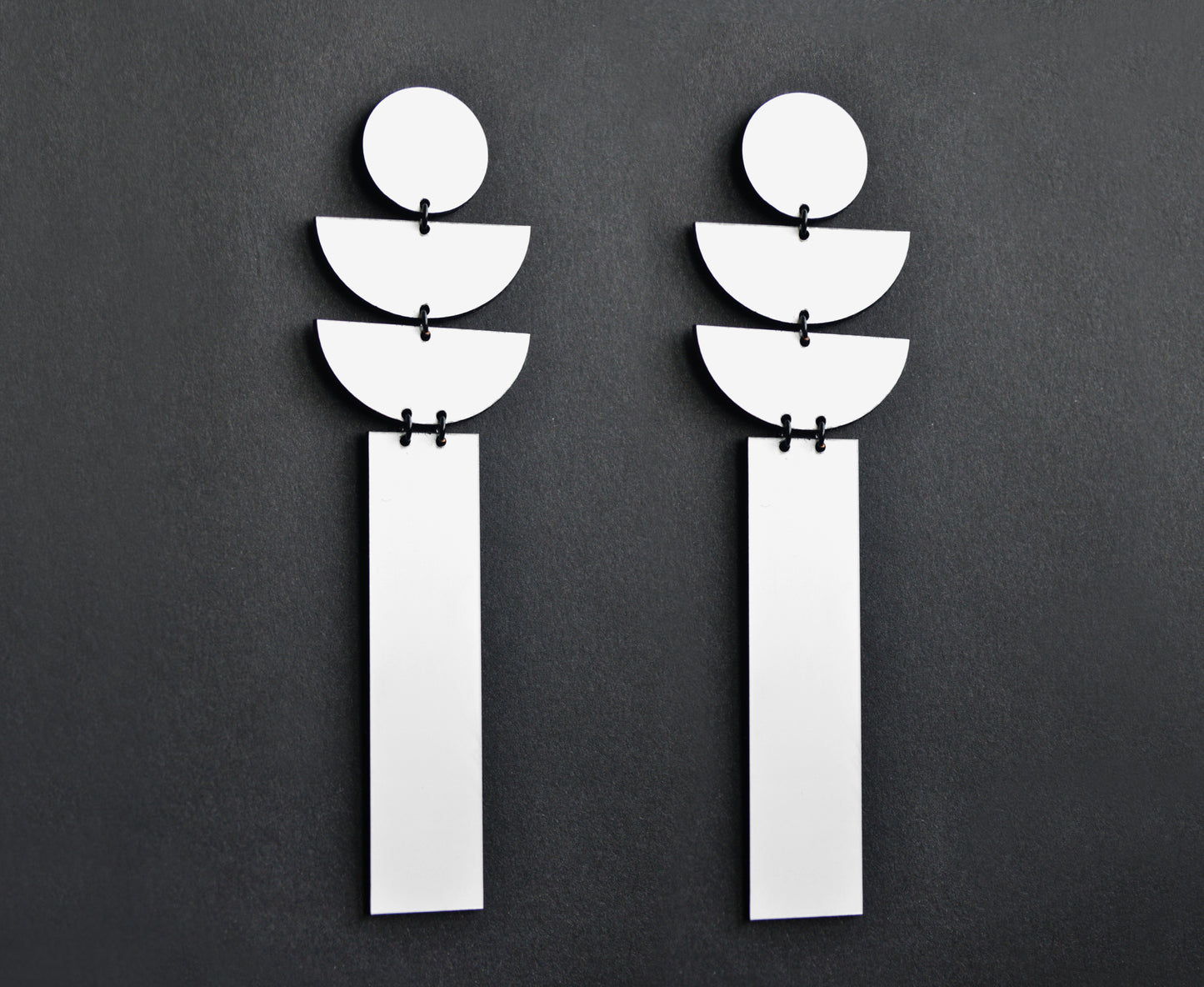 White Hot 'Geo Stack' Earrings - Long ♻️ Recycled