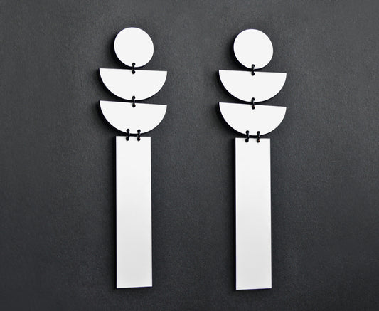 White Hot 'Geo Stack' Earrings - Long  ♻️ Recycled
