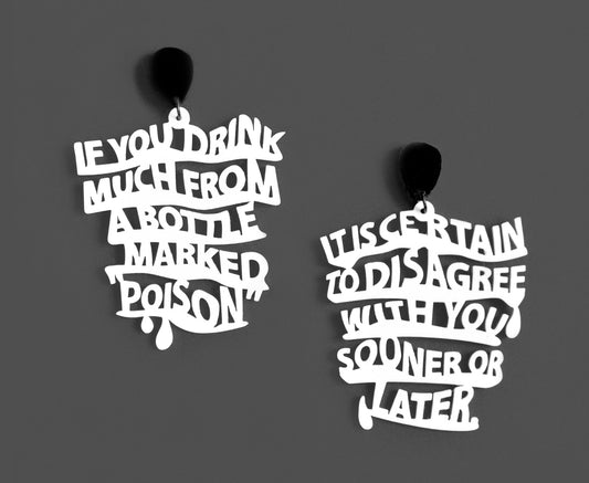 B&W Alice in Wonderland 'Poison' Earrings