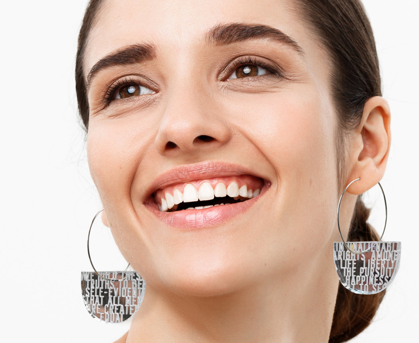 Silver Mirror 'Women of History' Hoop Earrings