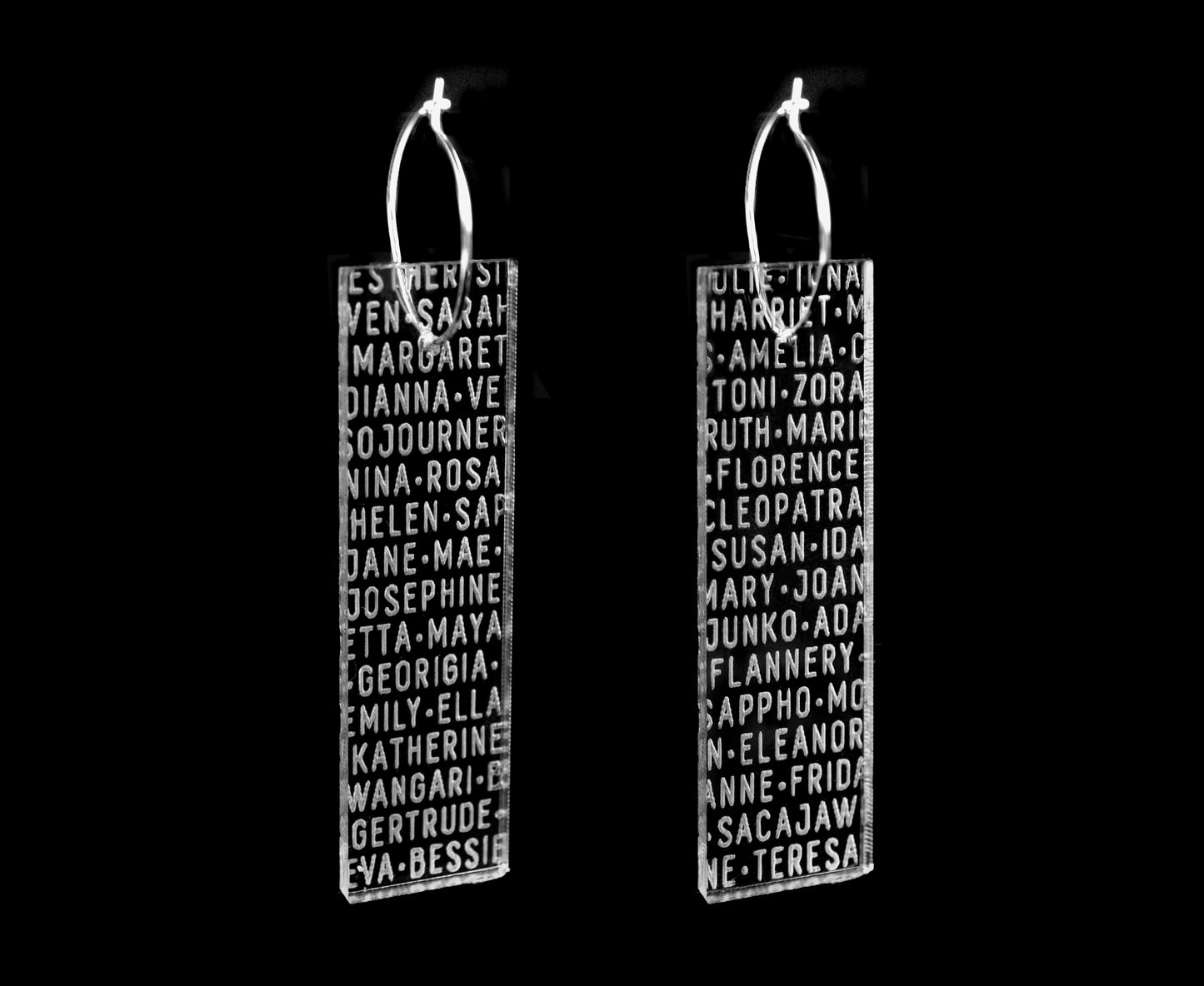 'Women of History' Plank Hoop Earrings - Clear