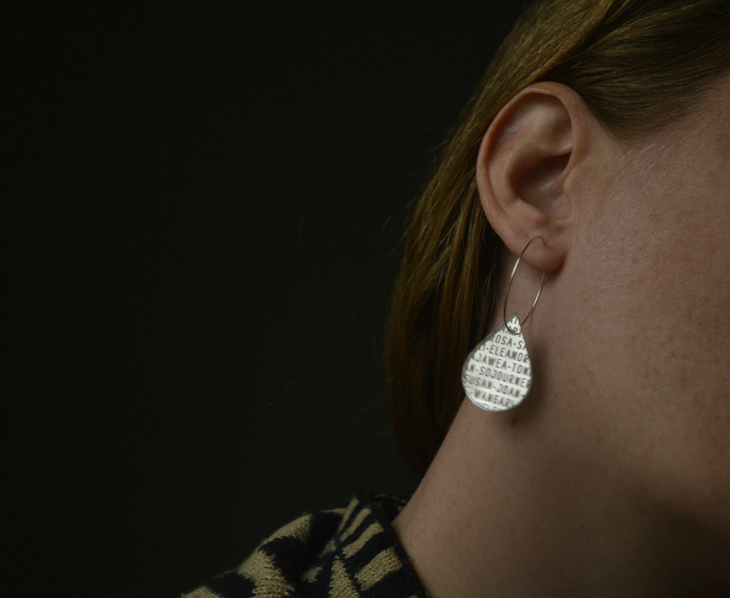 Glass 'Women of History' Drop Hoop Earrings