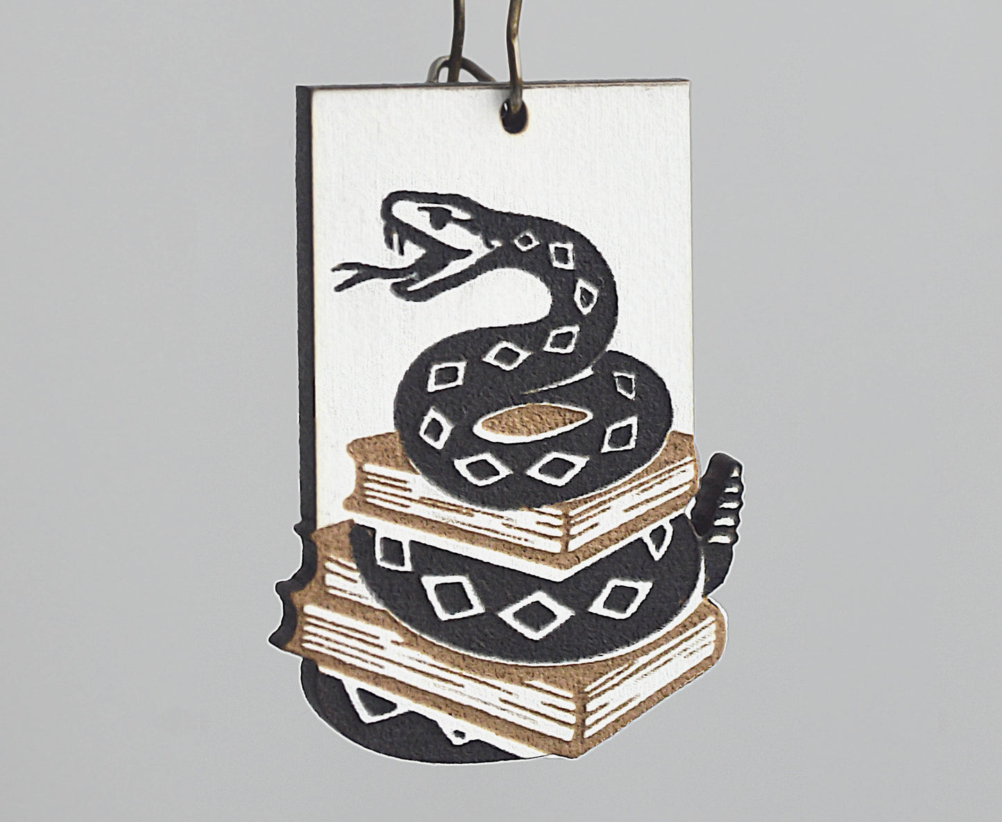 “Don’t Tread on My Books” Earrings – Engraved Wood