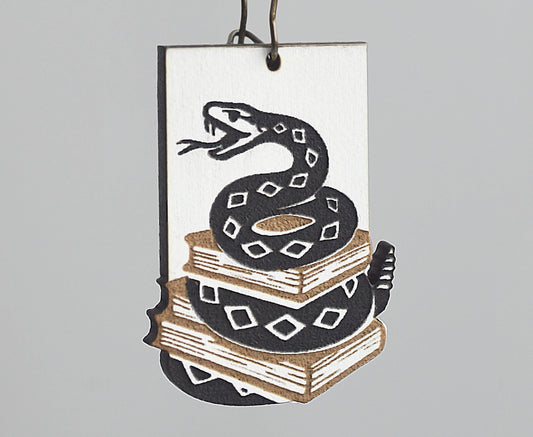 “Don’t Tread on My Books” Earrings – Engraved Wood