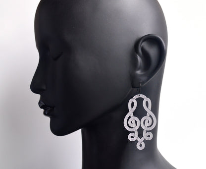 'Duet' Treble Clef Earrings (Long) - 100% Recycled Acrylic