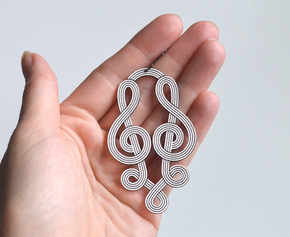 'Duet' Treble Clef Earrings (Long) - 100% Recycled Acrylic