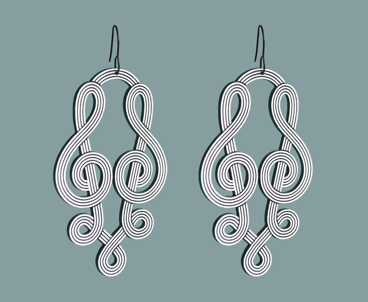 'Duet' Treble Clef Earrings (Long) - 100% Recycled Acrylic