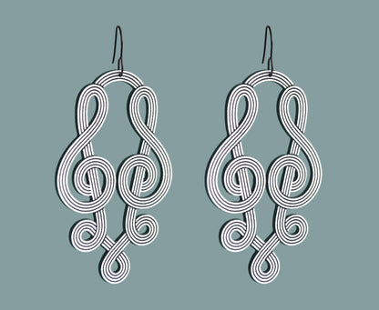 'Duet' Treble Clef Earrings (Long) - 100% Recycled Acrylic
