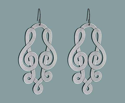 'Duet' Treble Clef Earrings (Long) - 100% Recycled Acrylic