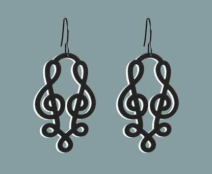 Music: Treble Clef 'Duet' Earrings (Short)