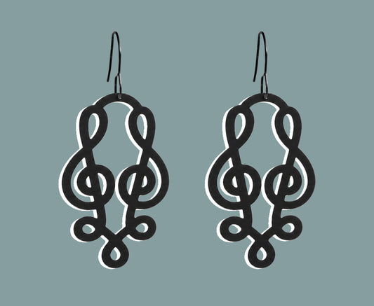 Music: Treble Clef 'Duet' Earrings (Short)