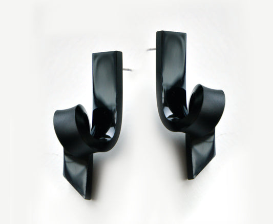 Black 'Barrel Wave' Earrings - Mini Size