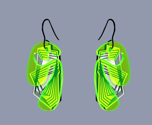 Ricochet Earrings - Neon 2-Layer Short