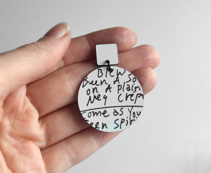 Kurt Cobain Handwriting - Nirvana Setlist Earrings ♻️ (Two Lengths)