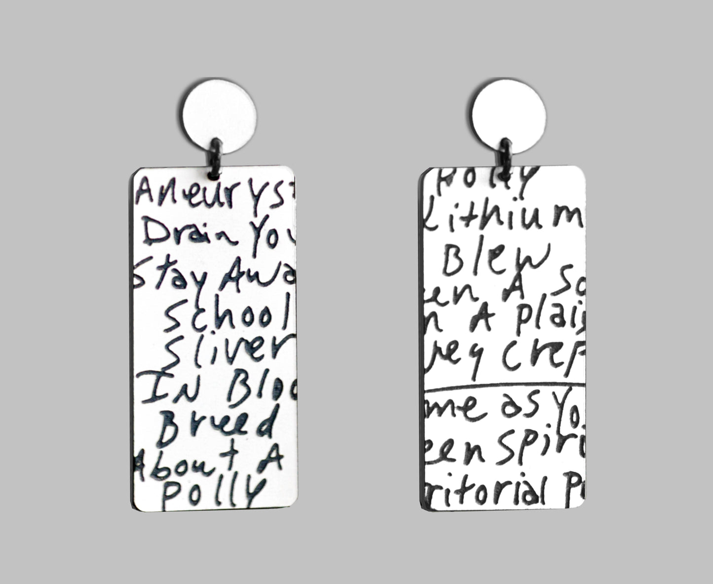 Kurt Cobain Handwriting - Nirvana Setlist Earrings ♻️ (Two Lengths)