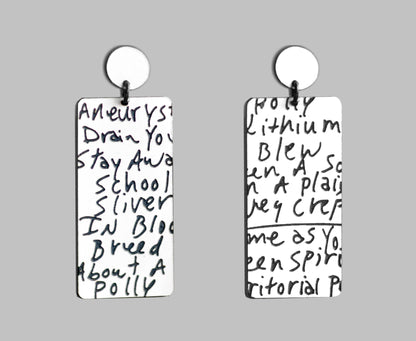 Kurt Cobain Handwriting - Nirvana Setlist Earrings ♻️ (Two Lengths)