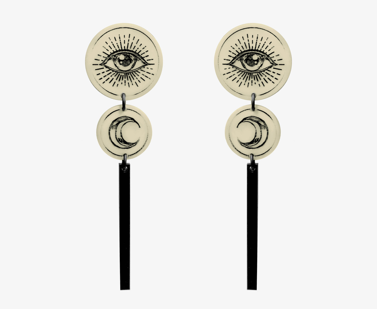 Eye & Moon Scrimshaw Earrings
