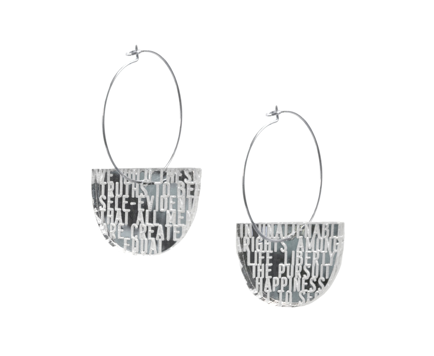 Silver Mirror American Truth Earrings