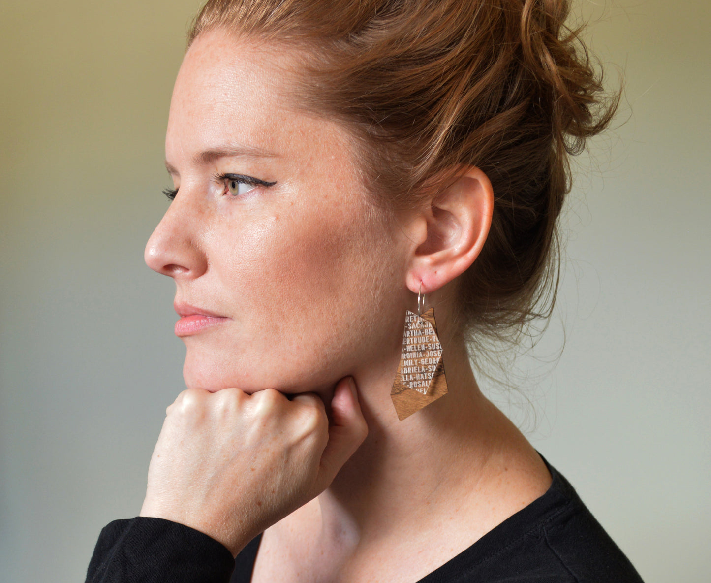 Wood 'Women of History' Shard Earrings