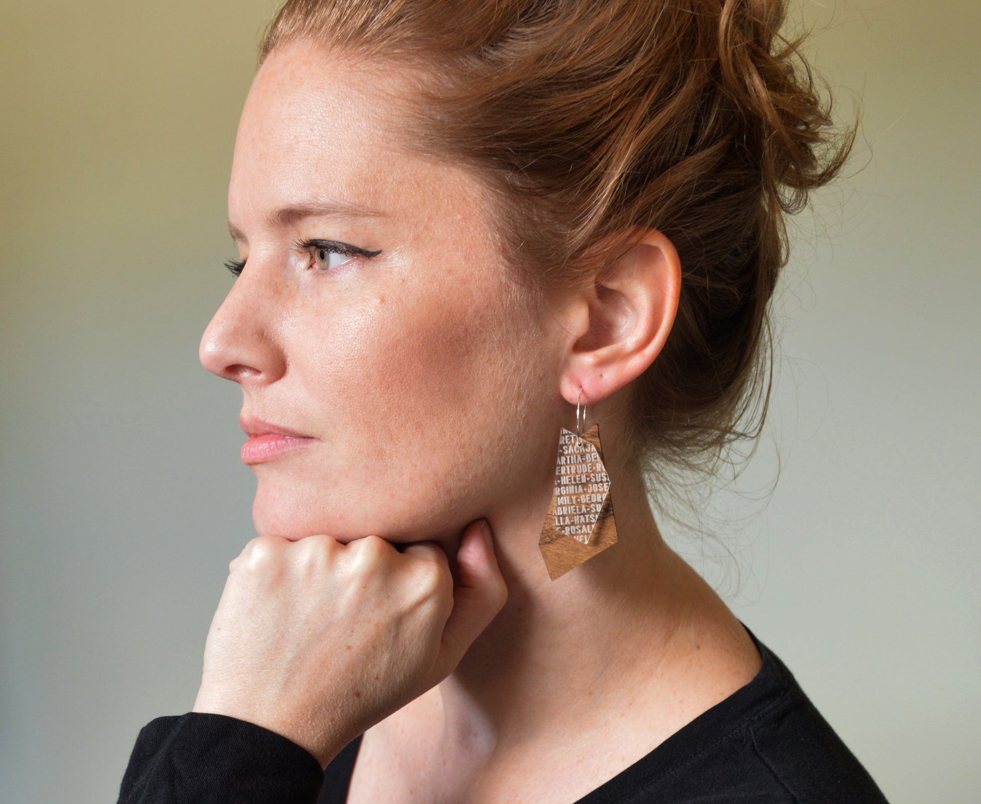 Wood 'Women of History' Shard Earrings