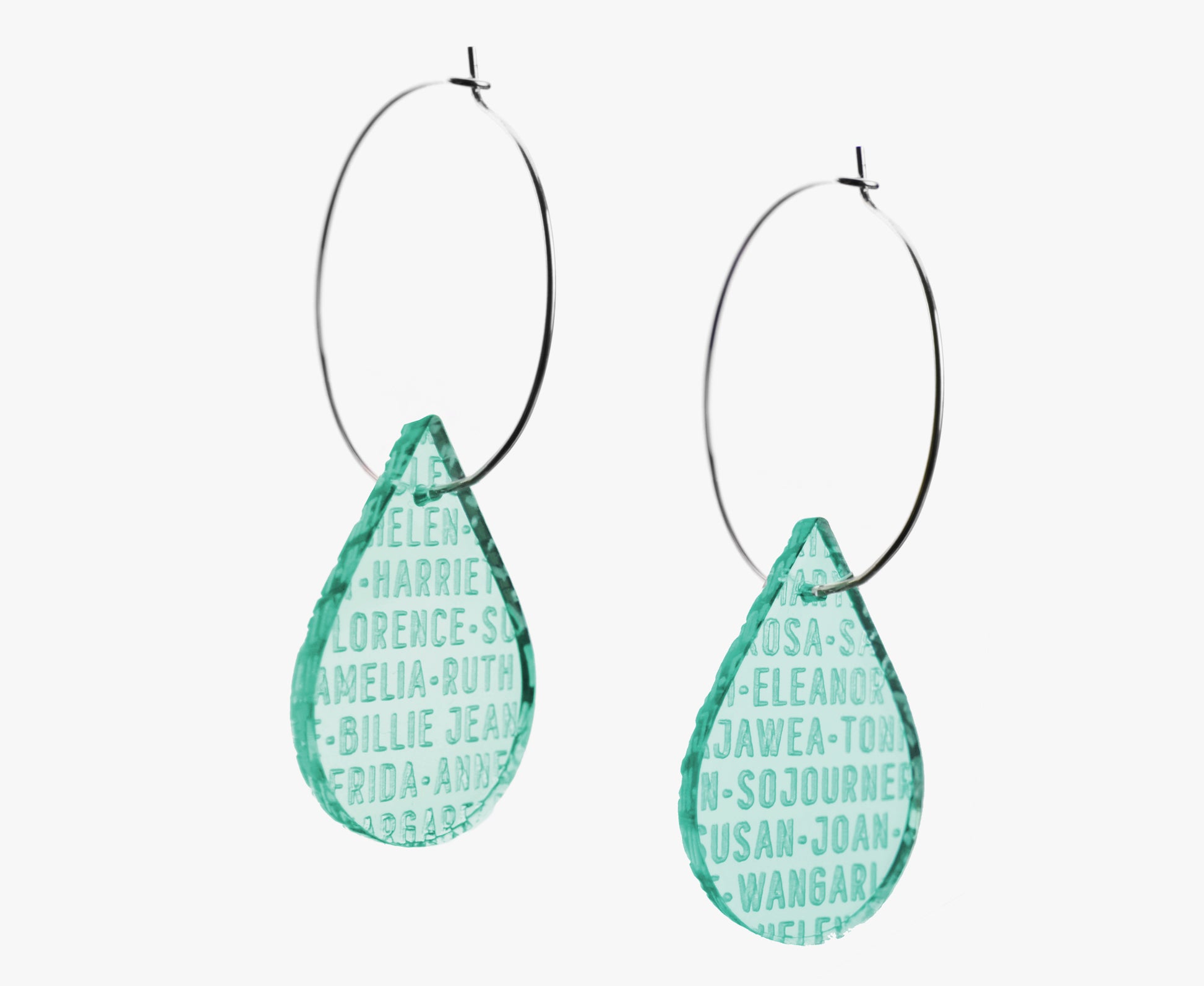 Glass 'Women of History' Drop Hoop Earrings