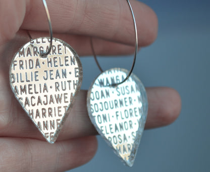 'Women of History' Petal Hoop Earrings - Silver Mirror