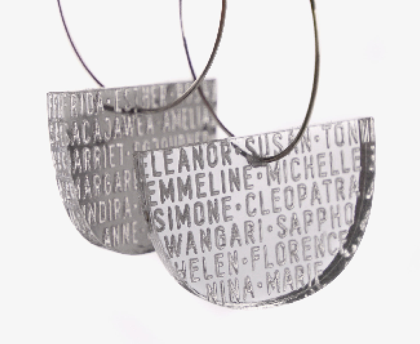 Silver Mirror 'Women of History' Hoop Earrings
