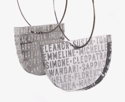 Silver Mirror 'Women of History' Hoop Earrings