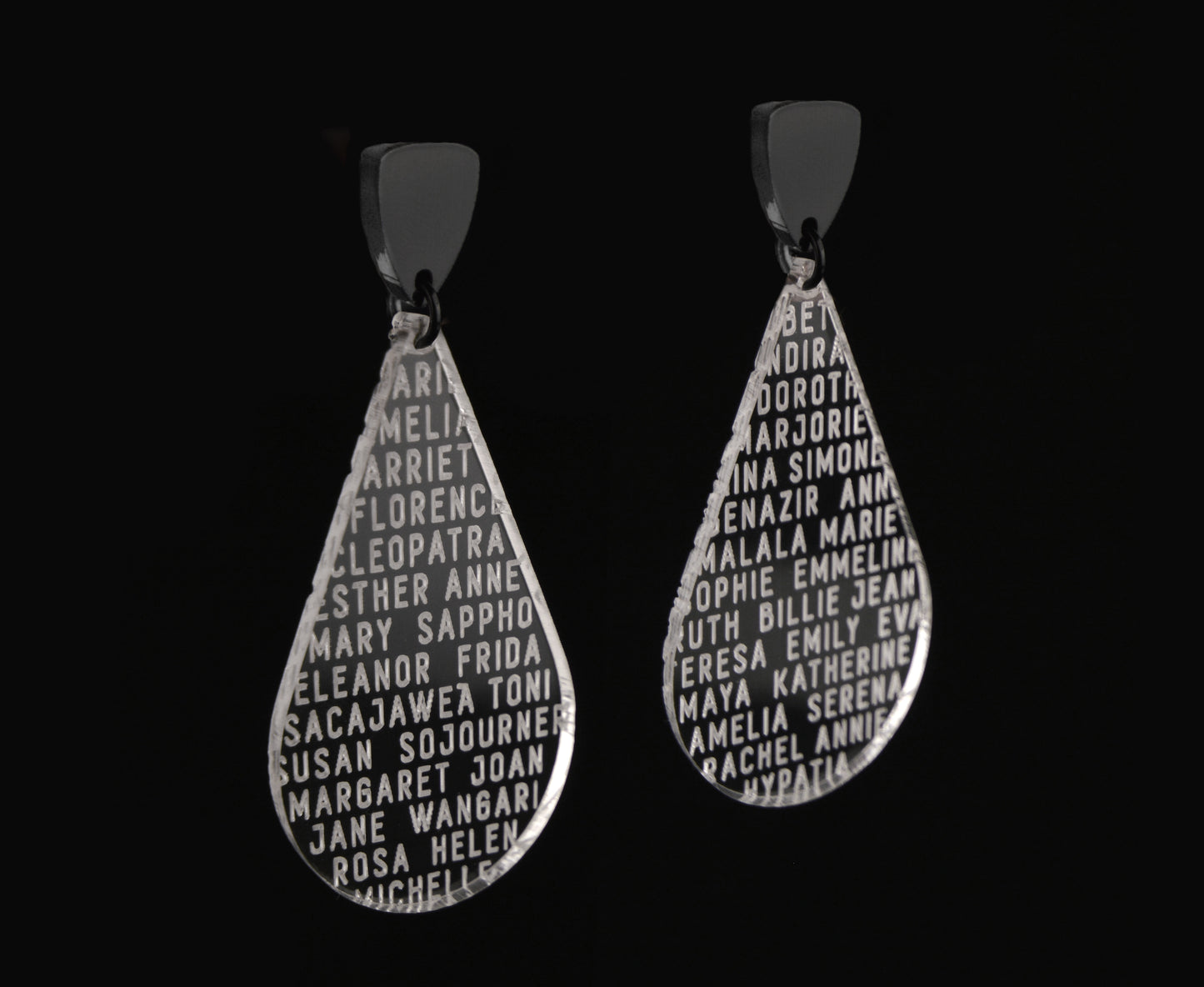 Clear 'Women of History' Drop Earrings