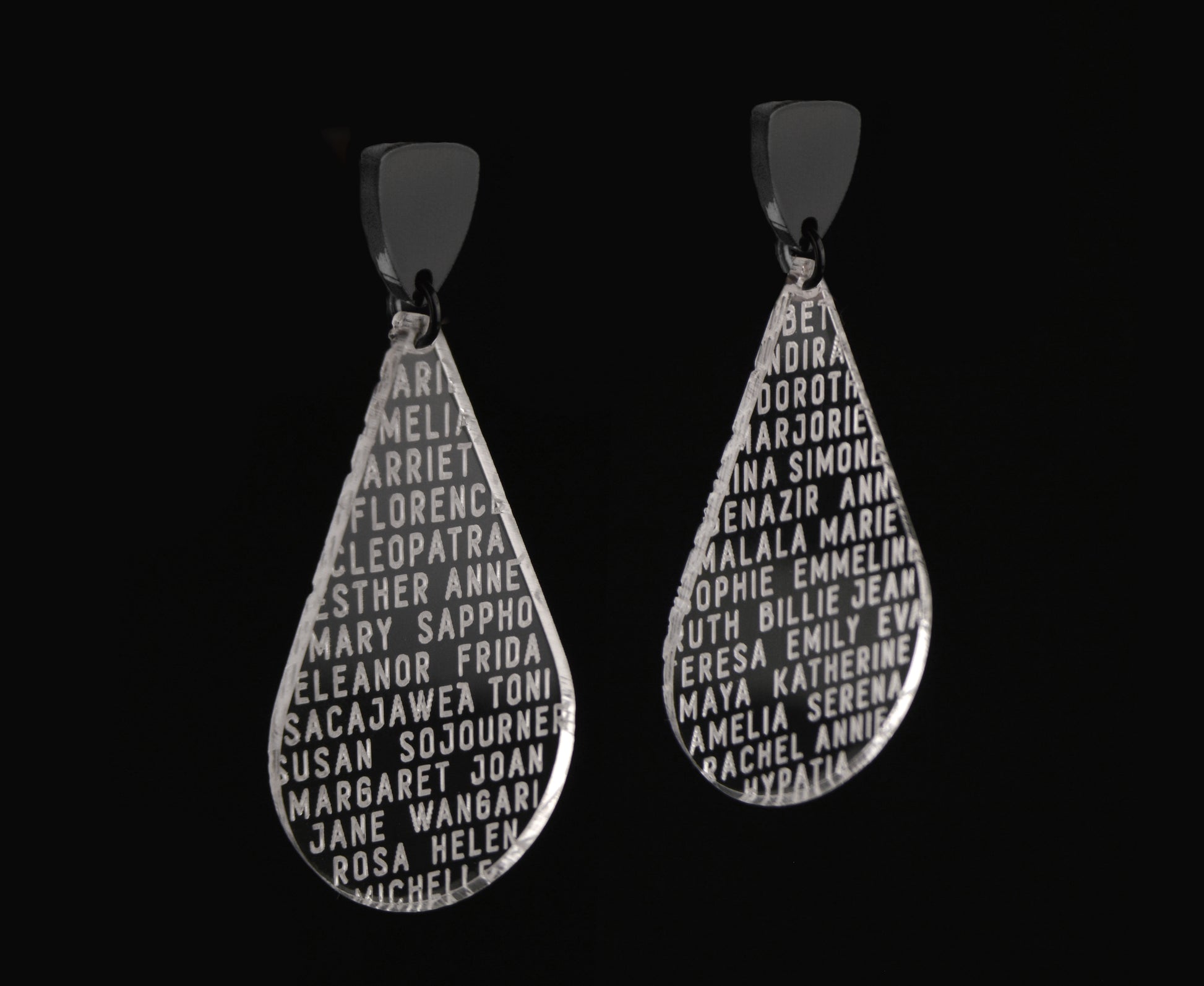 Clear 'Women of History' Drop Earrings