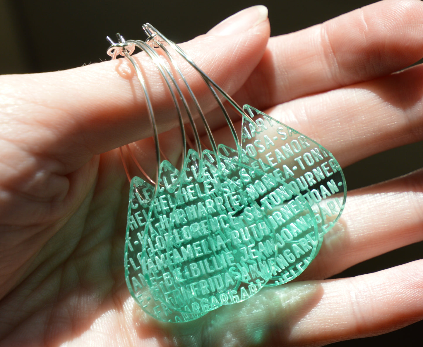 Glass 'Women of History' Drop Hoop Earrings