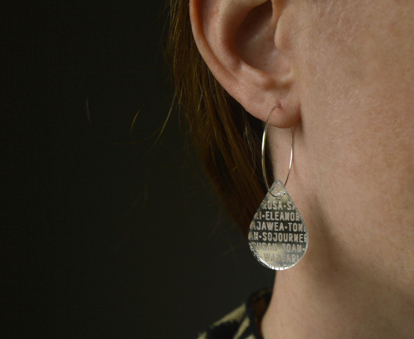 Glass 'Women of History' Drop Hoop Earrings