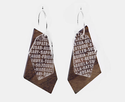 Wood 'Women of History' Shard Earrings